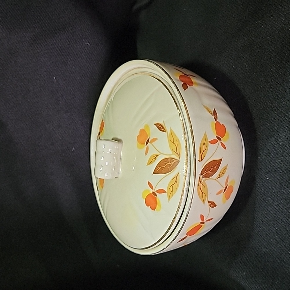 Hall's Superior Sugar Bowl With Lid Autumn Leaf Pattern